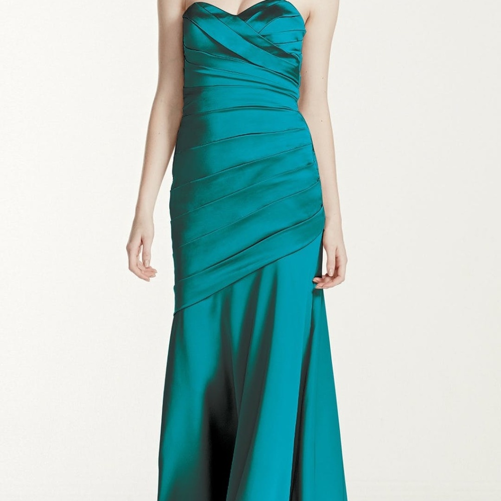 David's Bridal Long Stretch Satin Dress